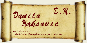 Danilo Maksović vizit kartica